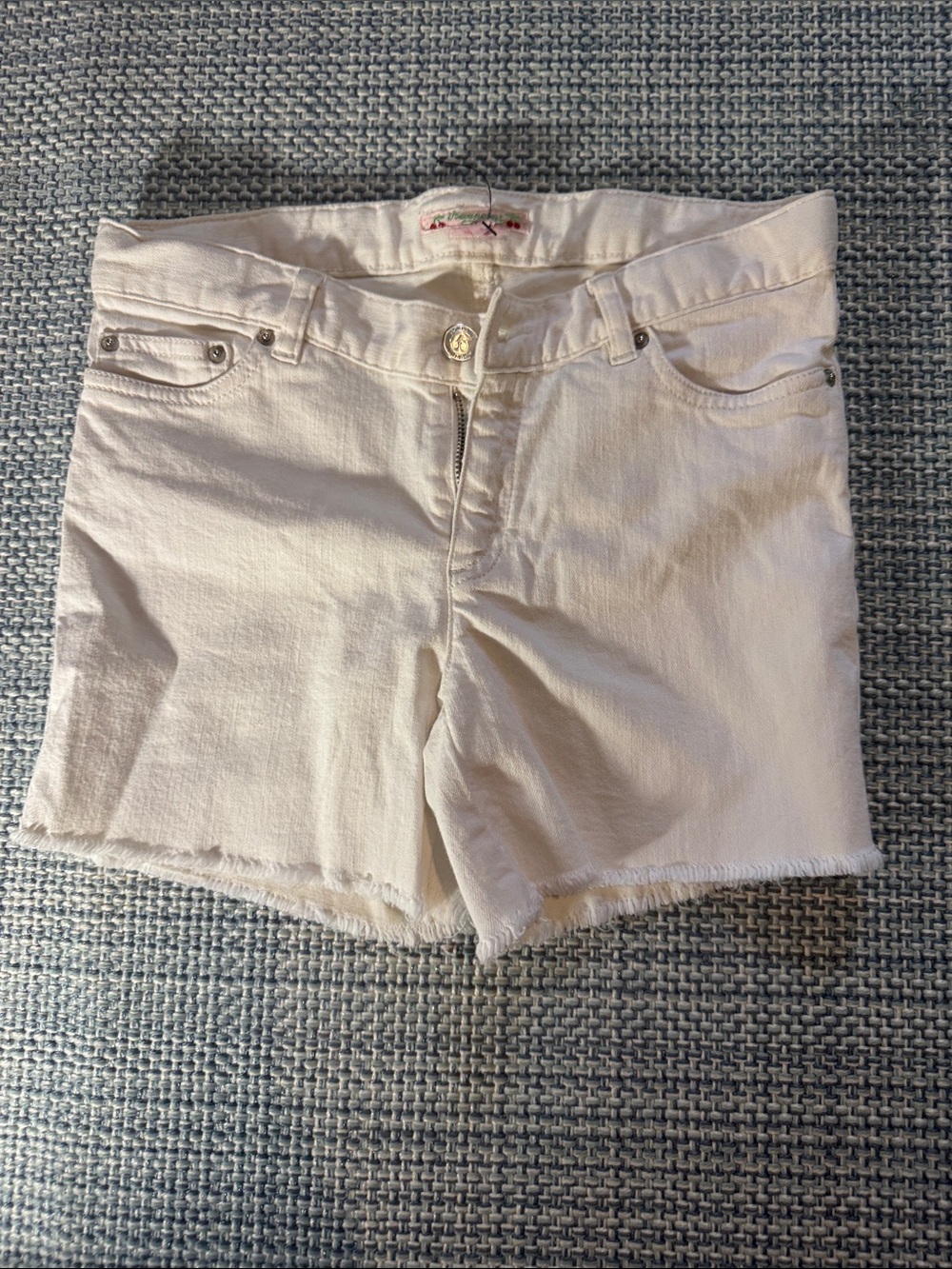 Bonpoint Cream Denim Shorts with Raw Hem